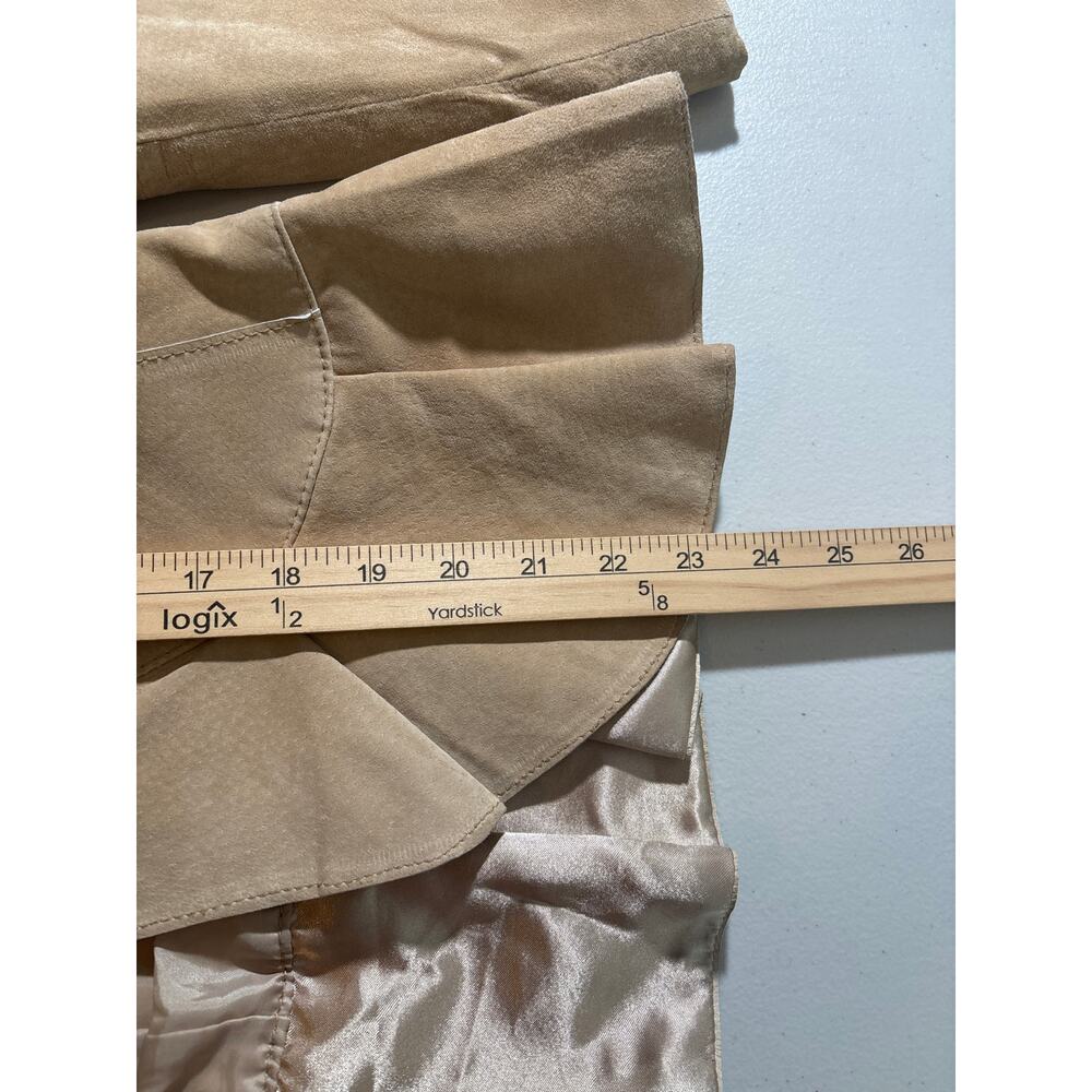 Women's Taupe Suede Ruffle Front Blazer - Picture 7 of 11
